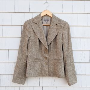 Ann Taylor Neutral Tan Tweed Professional Blazer 8
